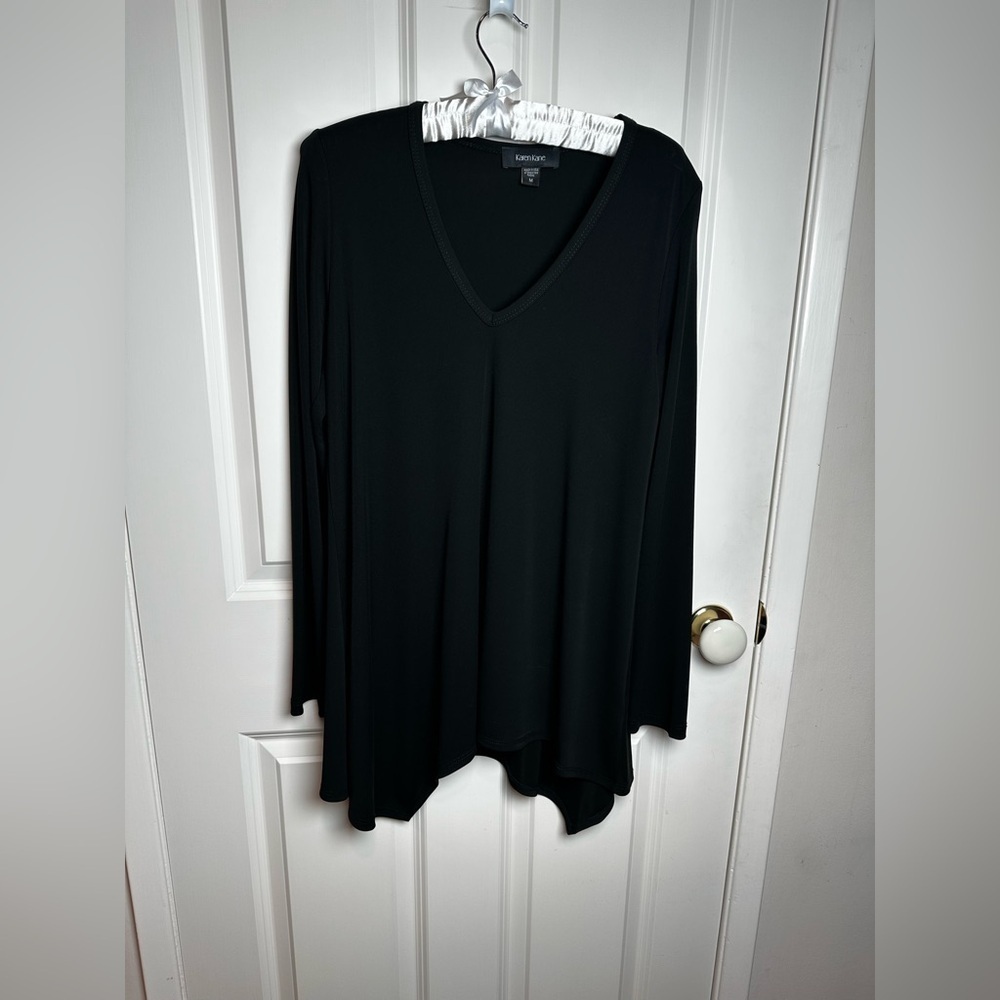 Karen Kane Black Asymmetrical Long Sleeve Top